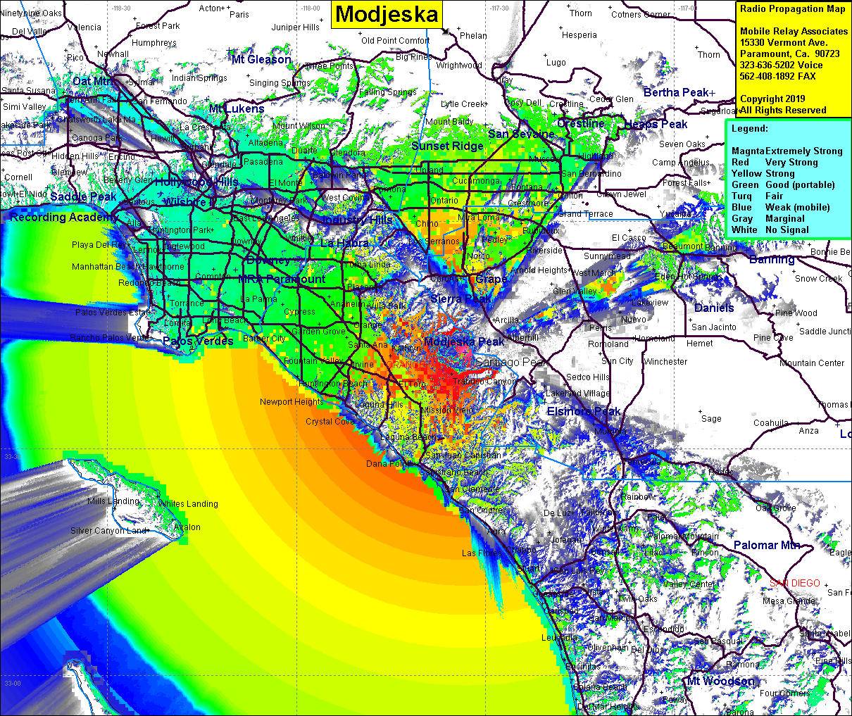 heat map radio coverage Modjeska